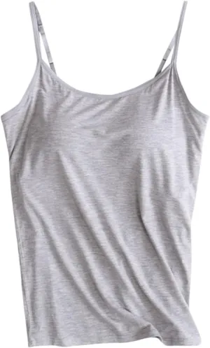 Women V-Neck Camisole with Shelf Bra Slim Fit Cotton Undershirts Cami Shirts for Layering Summer Tank Tops for Women