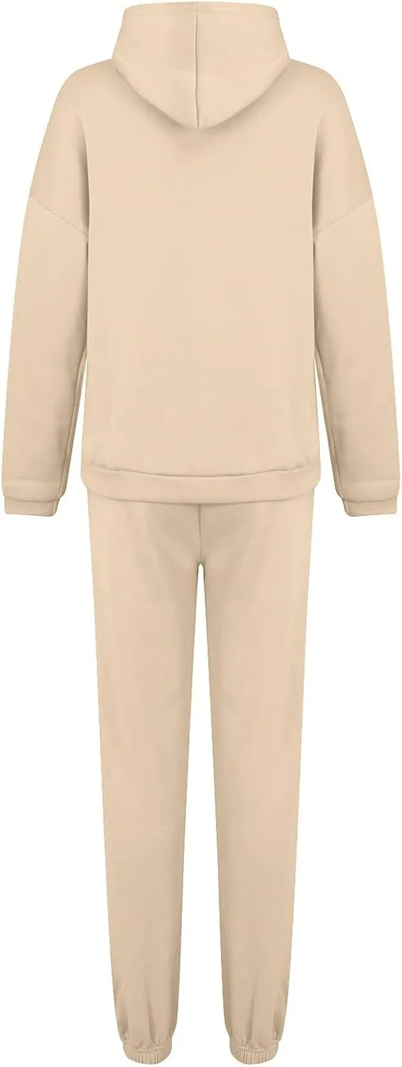 Womens 2 Piece Outfits Lounge Hoodie Sweatsuit Sets Y2k Oversized Fleece Sweatshirt Baggy Fall Fashion Sweatpants