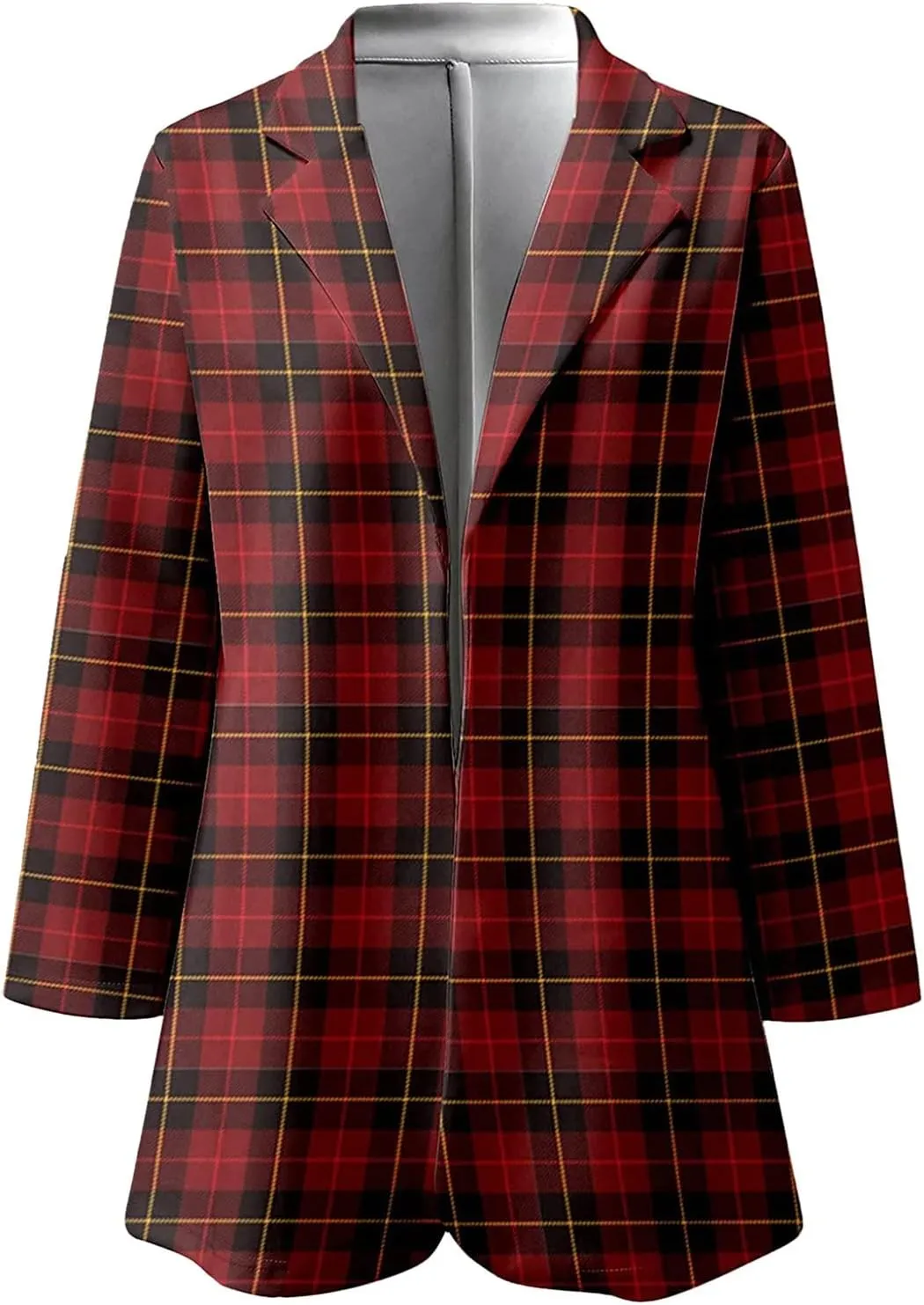 Womens 2024 Trendy Casual Blazers Open Front Long Sleeve Cardigan Work Office Suit Jacket Printed Blazer with Pocket