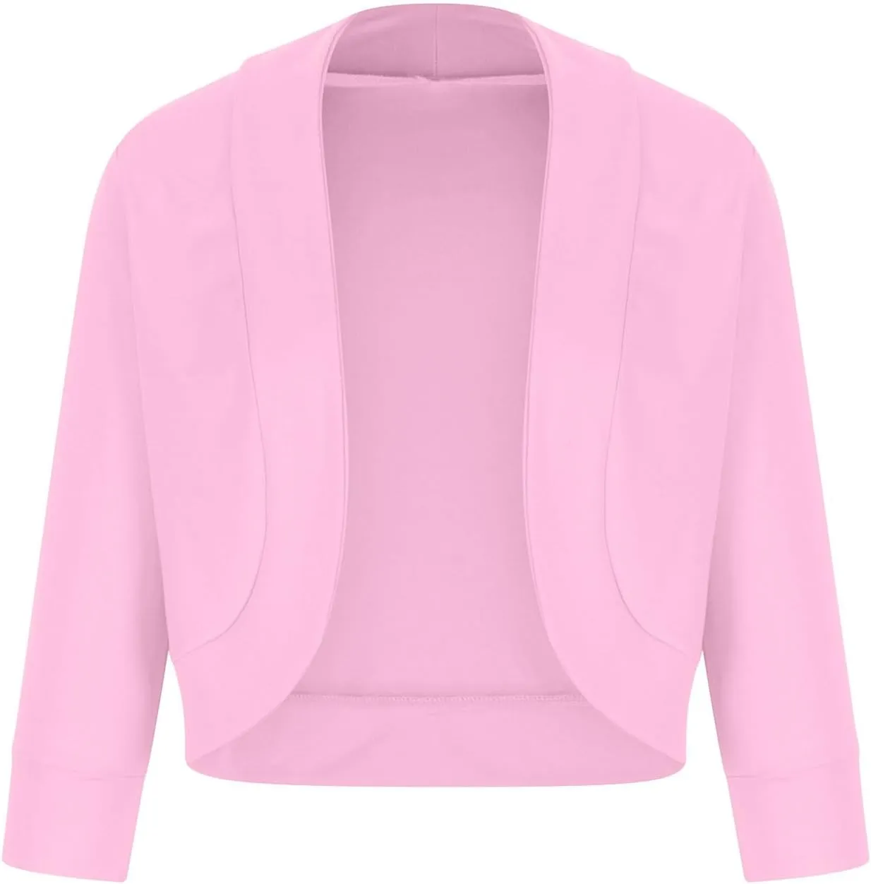 Womens 3/4 Sleeve Blazers Casual Open Front Cardigan Jackets Lightweight Collarless Cropped Work Office Blazer