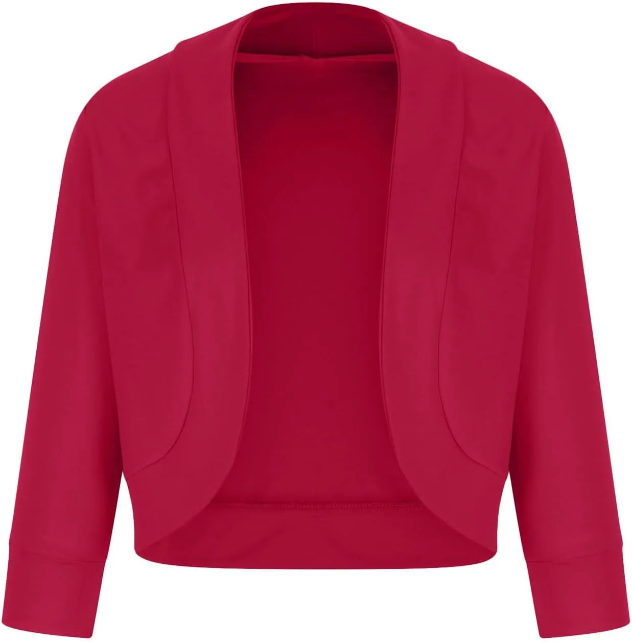Womens 3/4 Sleeve Blazers Casual Open Front Cardigan Jackets Lightweight Collarless Cropped Work Office Blazer