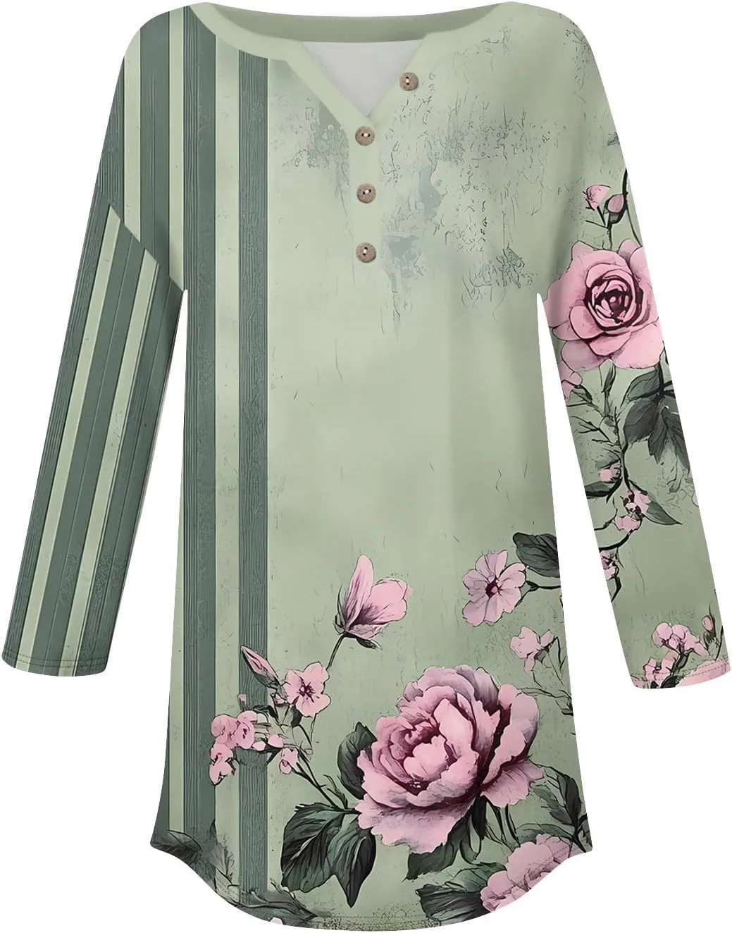 Womens 3/4 Sleeve T Shirts Comfort,Womens Summer Tops Vacation Womens Tops Summer 3/4 Sleeve Casual Floral Print Tunics