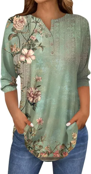 Womens 3/4 Sleeve Tops,Womens Tees and Tanks Basic Women's Tops 3/4 Sleeve Sports 3/4 Sleeve Tops Women Baggy 3/4 Shirts