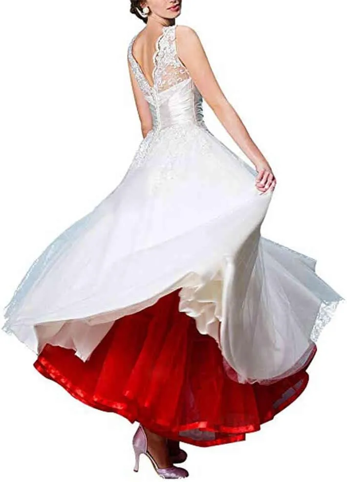Women's Ankle Length Petticoats Long Plus Size Wedding Slips Crinoline Underskirt for Prom Evening Wedding Dress