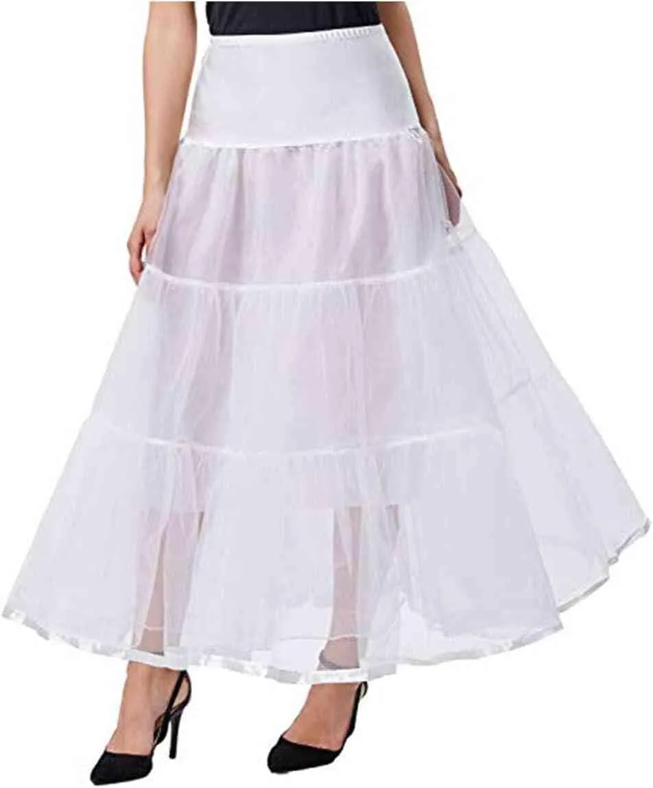 Women's Ankle Length Petticoats Long Plus Size Wedding Slips Crinoline Underskirt for Prom Evening Wedding Dress