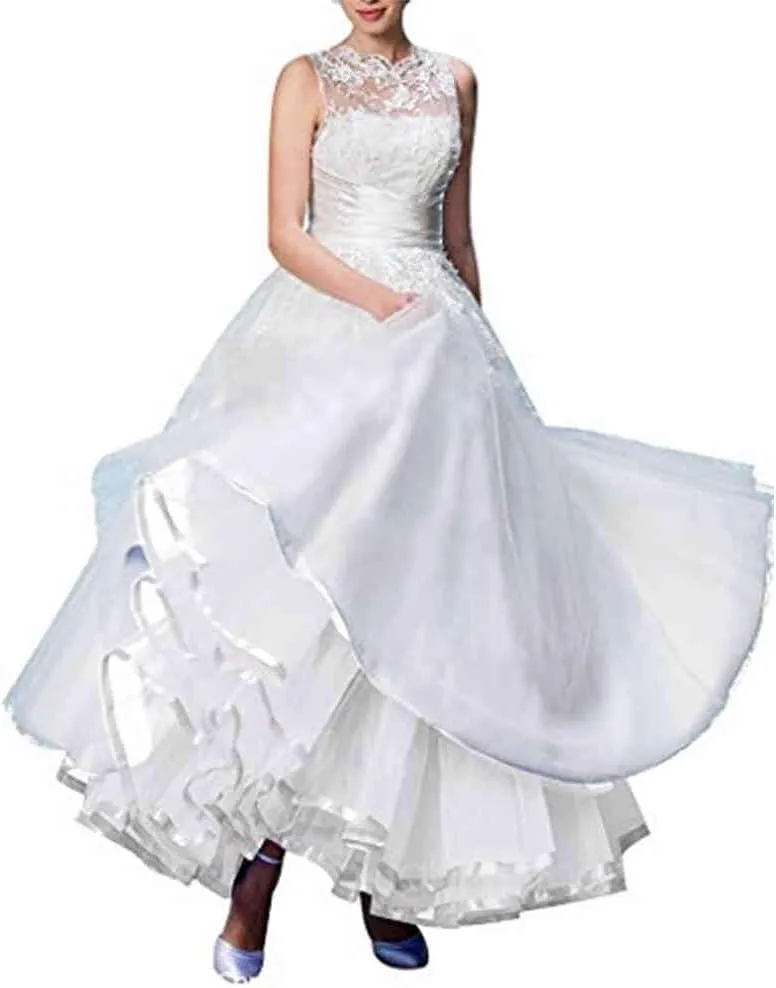 Women's Ankle Length Petticoats Long Plus Size Wedding Slips Crinoline Underskirt for Prom Evening Wedding Dress