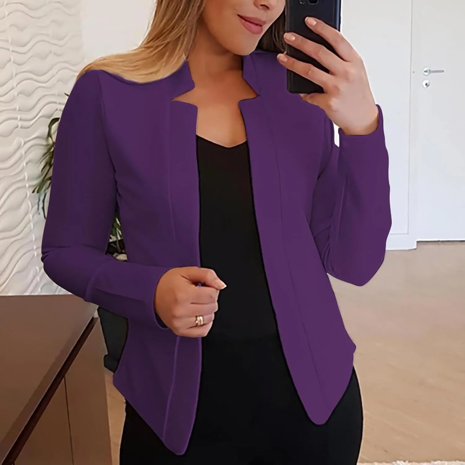 Womens Blazer Business Casual Suit Jackets Long Sleeve Open Front Work Suit Trendy Dressy Cardigan Blazer 2024