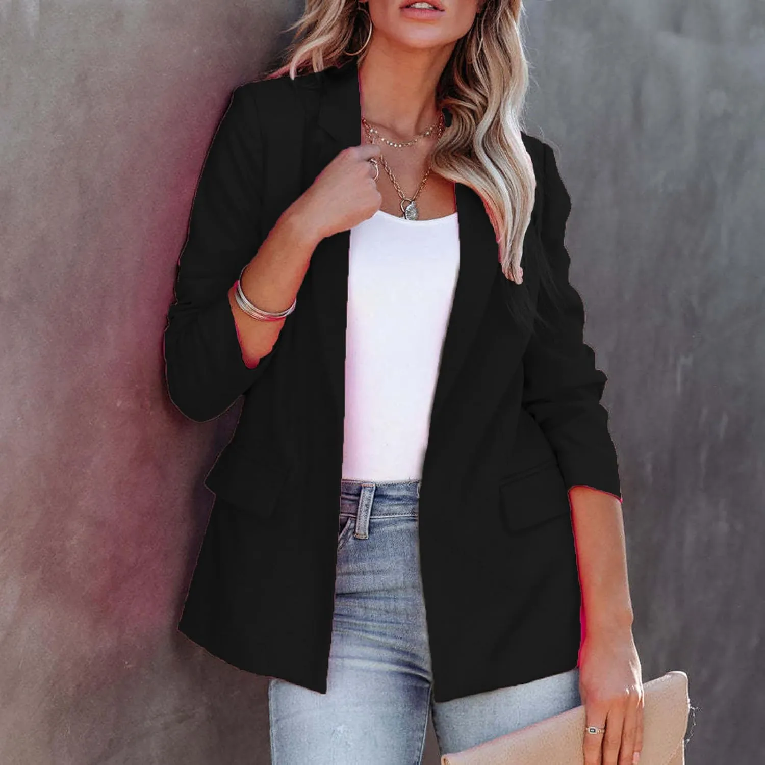 Women's Blazer Casual Blazers 2024 Fall Fashion Long Sleeve Open Front Work Office Suit Jackets Cardigan Business