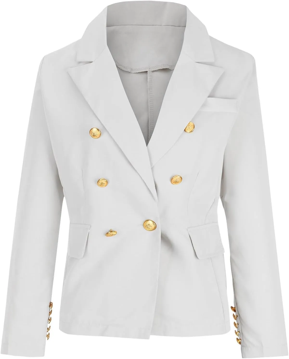 Women's Blazer Gold Casual Button Long Sleeve Work 0ffice Blazer Lightweight Open Front Lapel Jackets Trendy Clothes