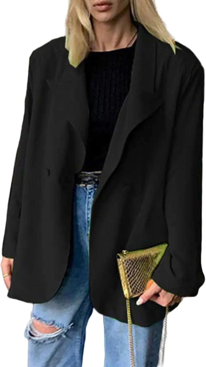Womens Blazer Jacket Oversized Business Casual Long Sleeve Open Front Work Office Suit Jackets Trendy Clothes