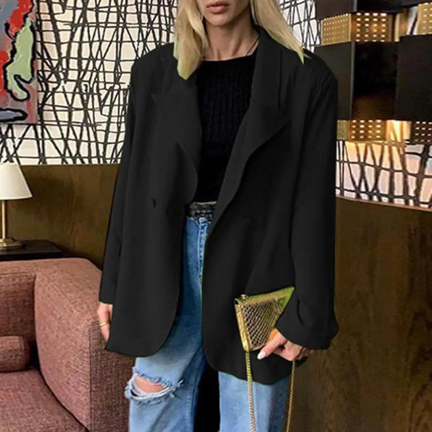Womens Blazer Jacket Oversized Business Casual Long Sleeve Open Front Work Office Suit Jackets Trendy Clothes