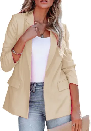 Womens Blazer Jackets Business Casual Long Sleeve Open Front Work Office Blazers Notch Collar Button Suit Jackets