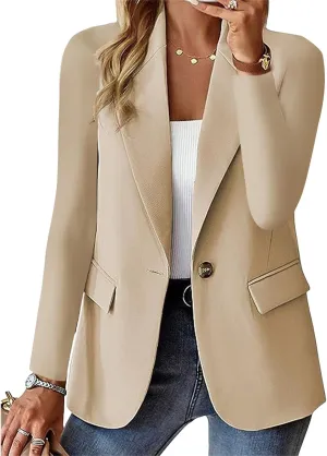 Women's Blazer Jackets Dressy Casual Open Front Long Sleeve Lapel Blazers Business Going Out Suit Jacket with Pockets