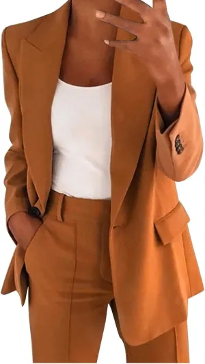 Womens Blazer Sets For Work Casual Business Cropped Blazers And Pants 2 Piece Fashion Suits Jacket Outfits