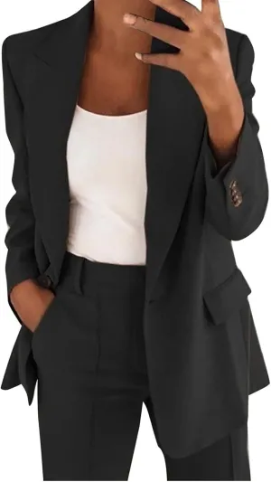 Womens Blazer Sets For Work Casual Business Cropped Blazers And Pants 2 Piece Fashion Suits Jacket Outfits