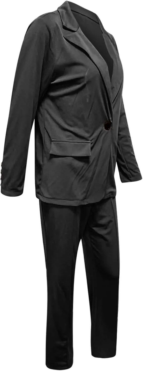 Womens Blazer Sets For Work Casual Business Cropped Blazers And Pants 2 Piece Fashion Suits Jacket Outfits
