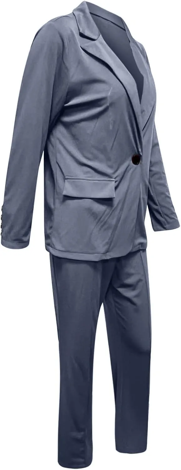 Womens Blazer Sets For Work Casual Business Cropped Blazers And Pants 2 Piece Fashion Suits Jacket Outfits