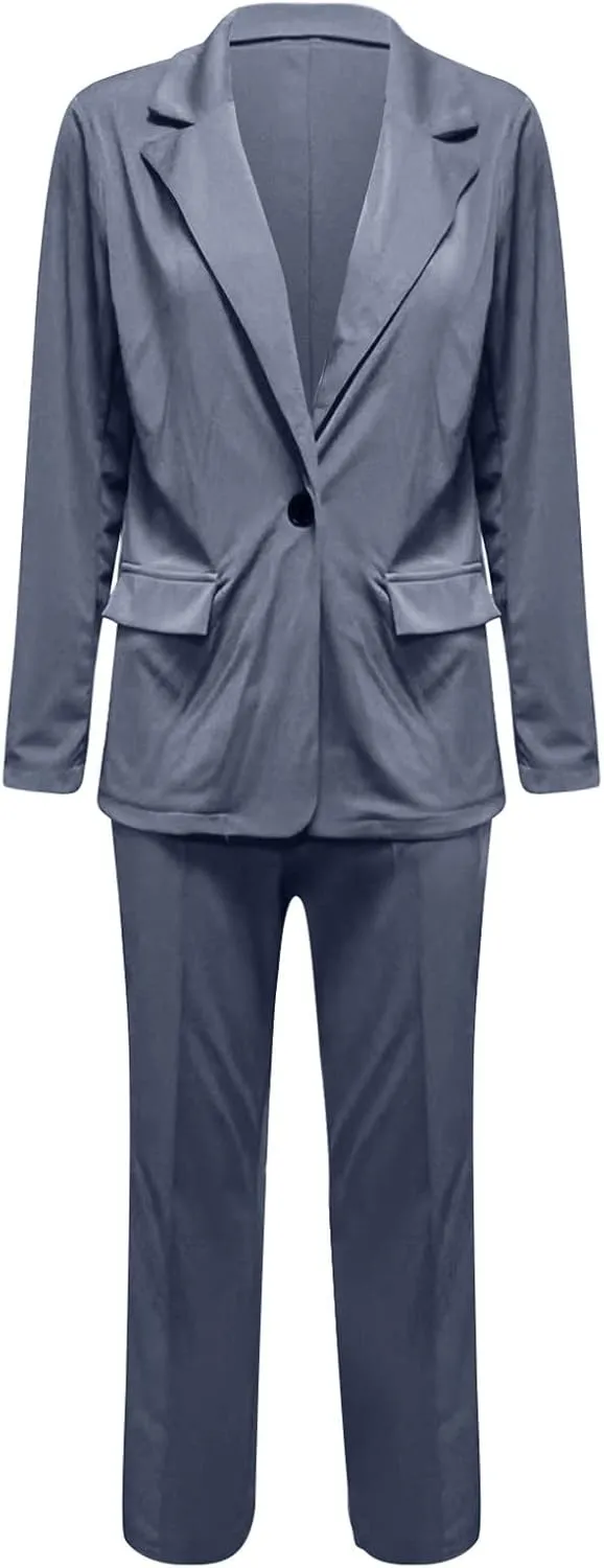 Womens Blazer Sets For Work Casual Business Cropped Blazers And Pants 2 Piece Fashion Suits Jacket Outfits