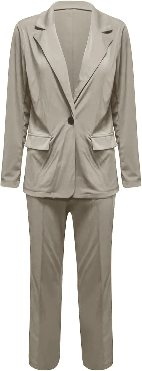 Womens Blazer Sets For Work Casual Business Cropped Blazers And Pants 2 Piece Fashion Suits Jacket Outfits