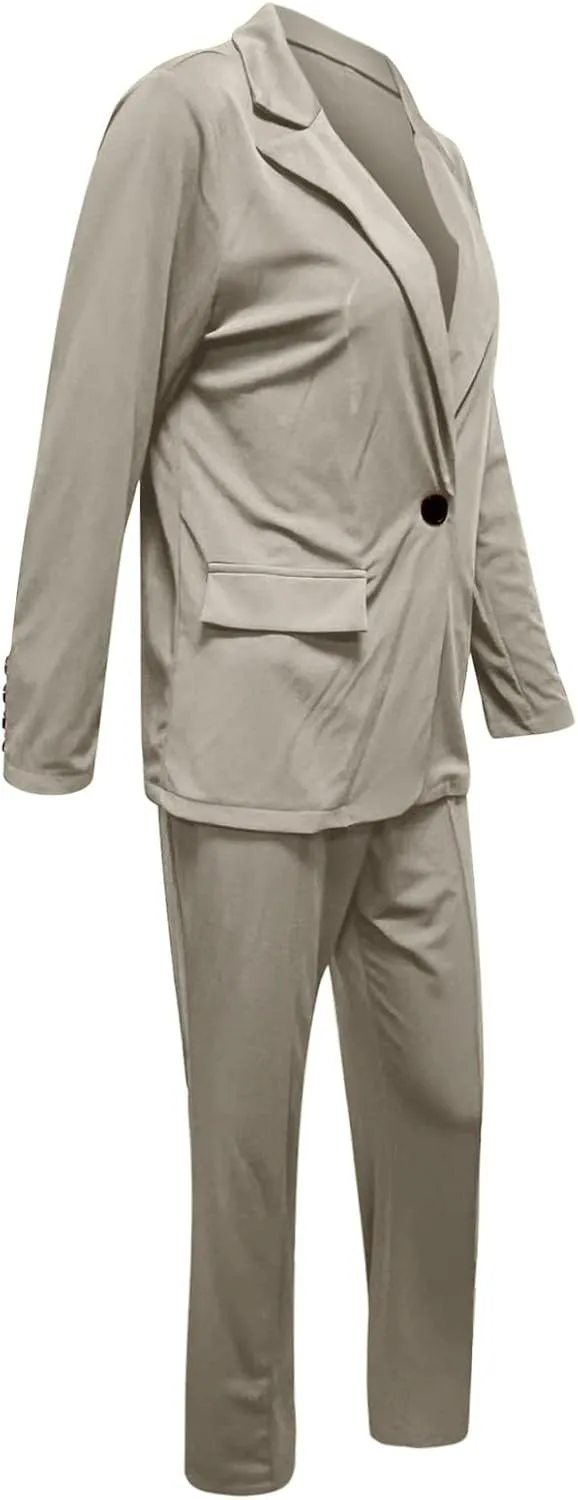 Womens Blazer Sets For Work Casual Business Cropped Blazers And Pants 2 Piece Fashion Suits Jacket Outfits