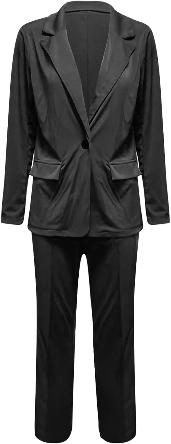 Womens Blazer Sets For Work Casual Business Cropped Blazers And Pants 2 Piece Fashion Suits Jacket Outfits