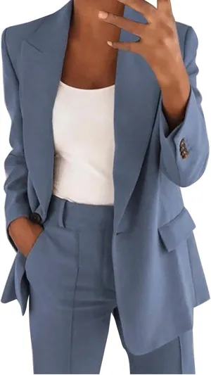 Womens Blazer Sets For Work Casual Business Cropped Blazers And Pants 2 Piece Fashion Suits Jacket Outfits