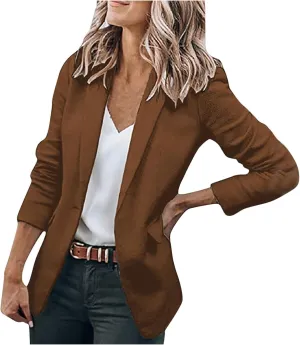 Women's Blazers Long Sleeve Suit Jackets Solid Color Cardigan Collar Single Button Business & Leisure Top