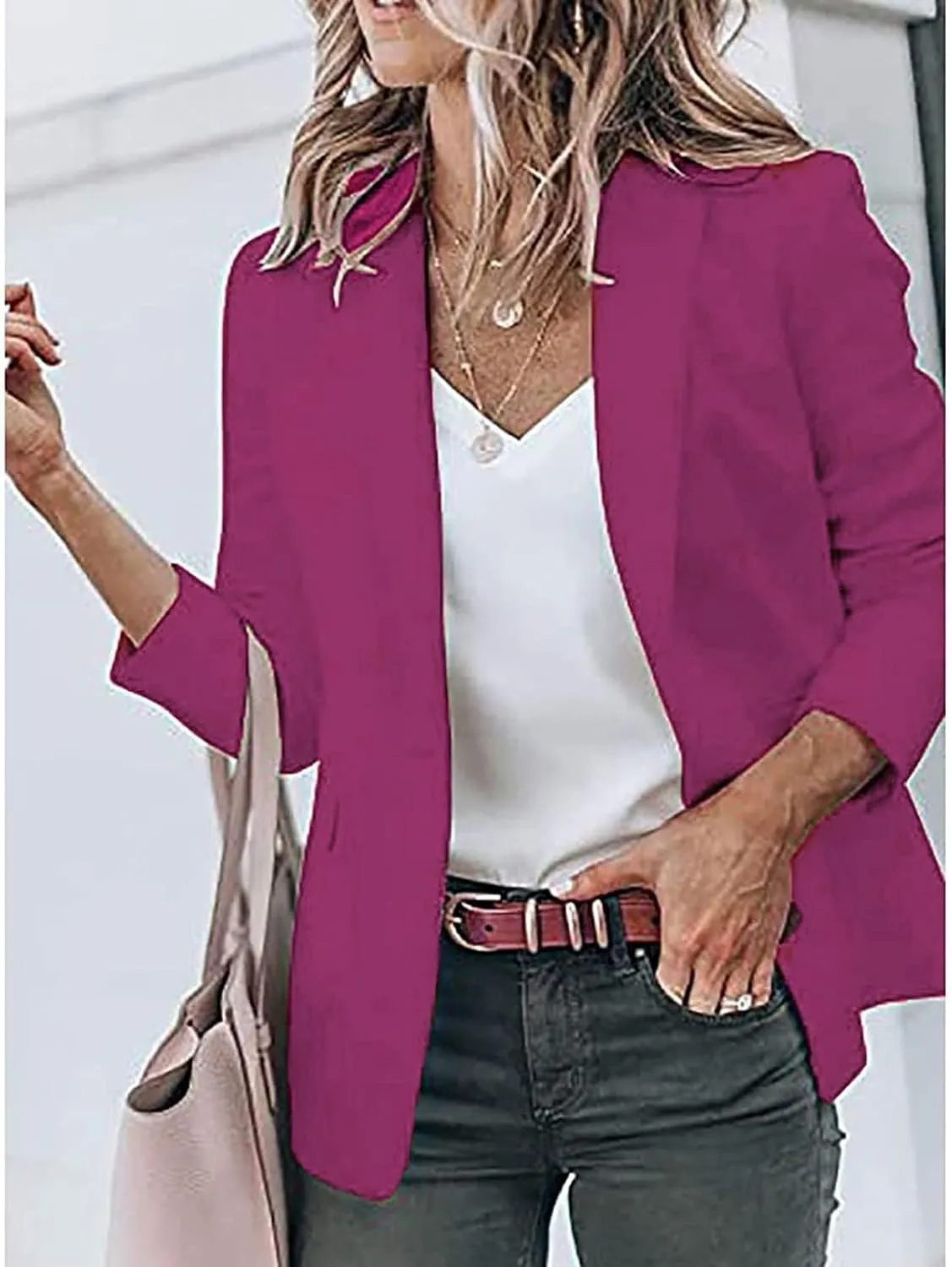 Women's Blazers Long Sleeve Suit Jackets Solid Color Cardigan Collar Single Button Business & Leisure Top