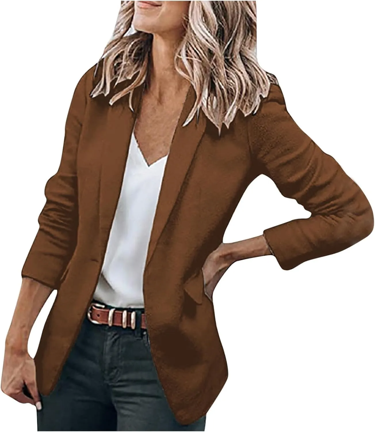 Women's Blazers Long Sleeve Suit Jackets Solid Color Cardigan Collar Single Button Business & Leisure Top