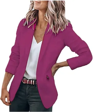 Women's Blazers Long Sleeve Suit Jackets Solid Color Cardigan Collar Single Button Business & Leisure Top