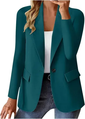 Womens Business Casual Blazer Spring Cardigan Lapel Button Down Solid Suit Jacket with Lined Office Work Clothes 2025
