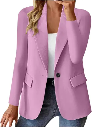 Womens Business Casual Blazer Spring Cardigan Lapel Button Down Solid Suit Jacket with Lined Office Work Clothes 2025