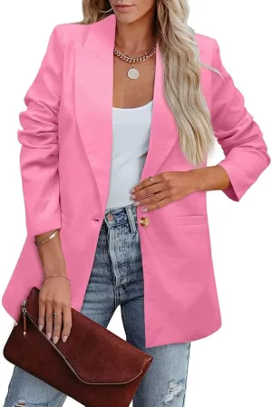 Womens Casual Bussiness Blazer Loose Long Sleeve Spring Summer Jackets Open Front Lapel Work Office Blazers Tops