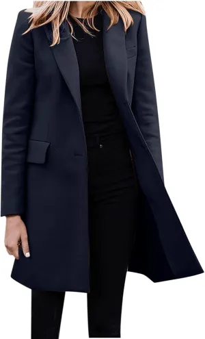 Womens Classic Formal Solid Blazers Long Sleeve Open Front Cardigans Casual Comfy Slim Jacket Work Business Clothes