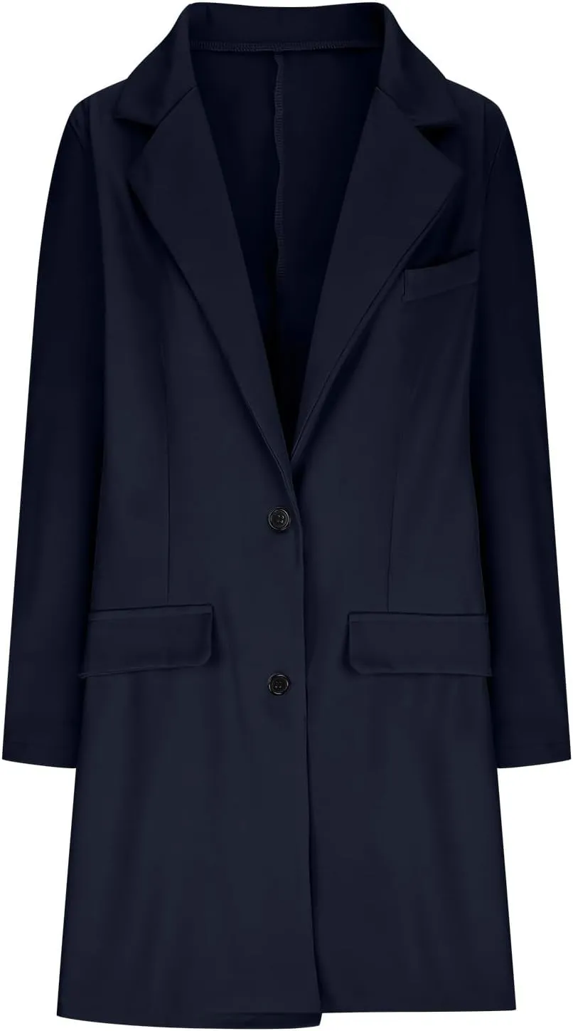 Womens Classic Formal Solid Blazers Long Sleeve Open Front Cardigans Casual Comfy Slim Jacket Work Business Clothes