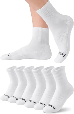 Women’s Cotton Ankle Socks with Comfy Cushioned Bottom and Arch Compression, Running, Sports, Works (6 Pairs)