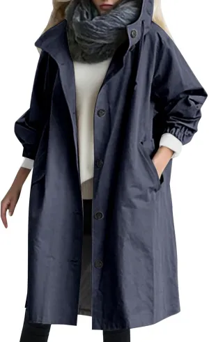 Women's Double Breasted Pea Coat Lapel Wool Blend Long Trench Jacket Winter Elegant Overcoat Outwear