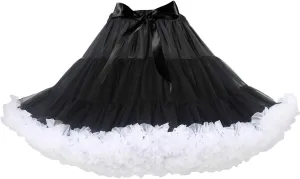 Women's Elastic Waist Chiffon Petticoat Puffy Tutu Tulle Skirt Princess Ballet Dance Pettiskirts Underskirt