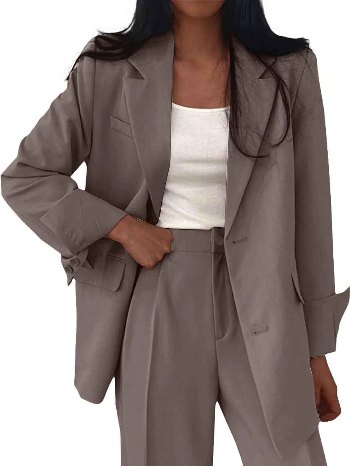 Womens Fashion 2024 Casual Blazers Long Sleeve Lapel Open Front Work Suit Jacket Office Blazer Jackets with Pockets