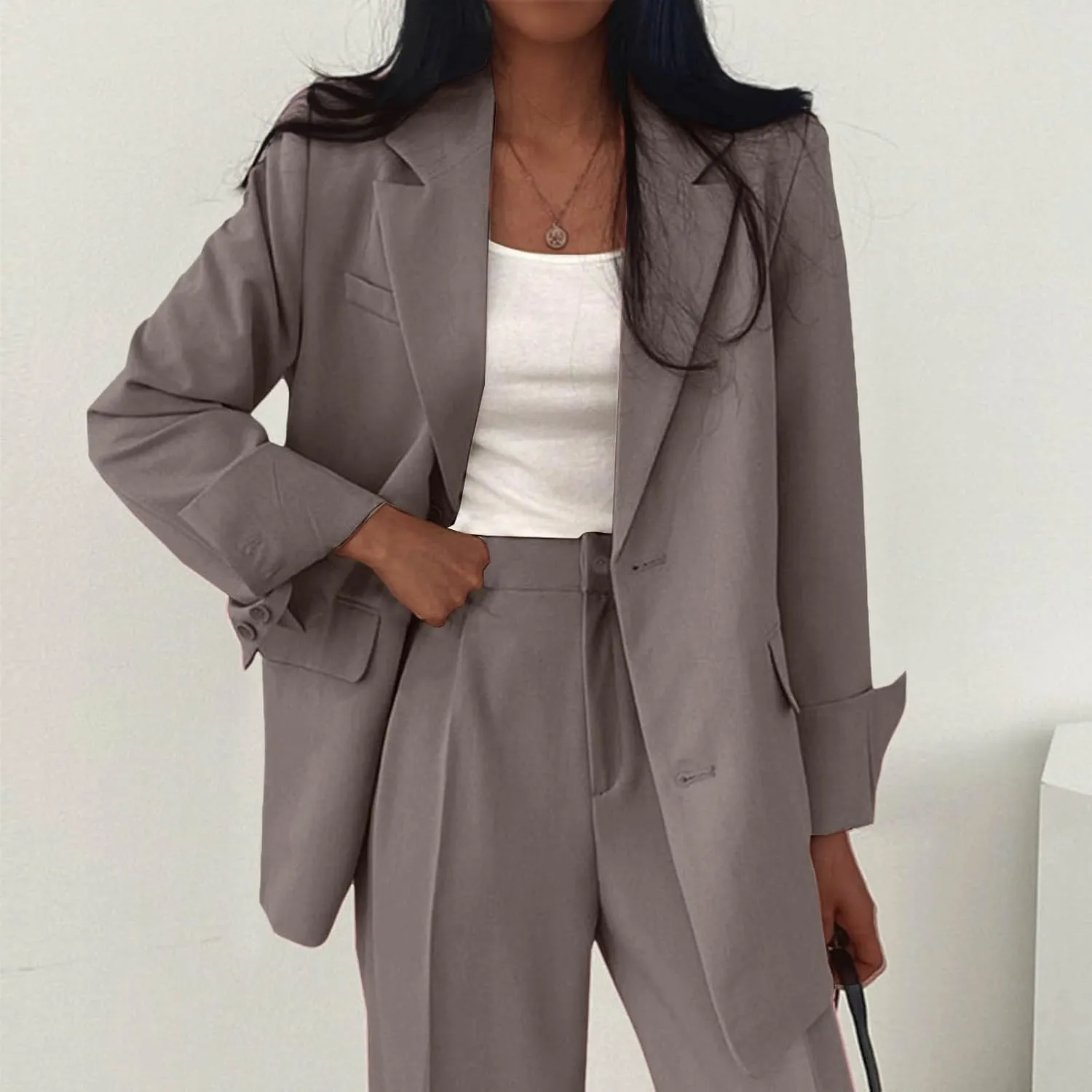 Womens Fashion 2024 Casual Blazers Long Sleeve Lapel Open Front Work Suit Jacket Office Blazer Jackets with Pockets