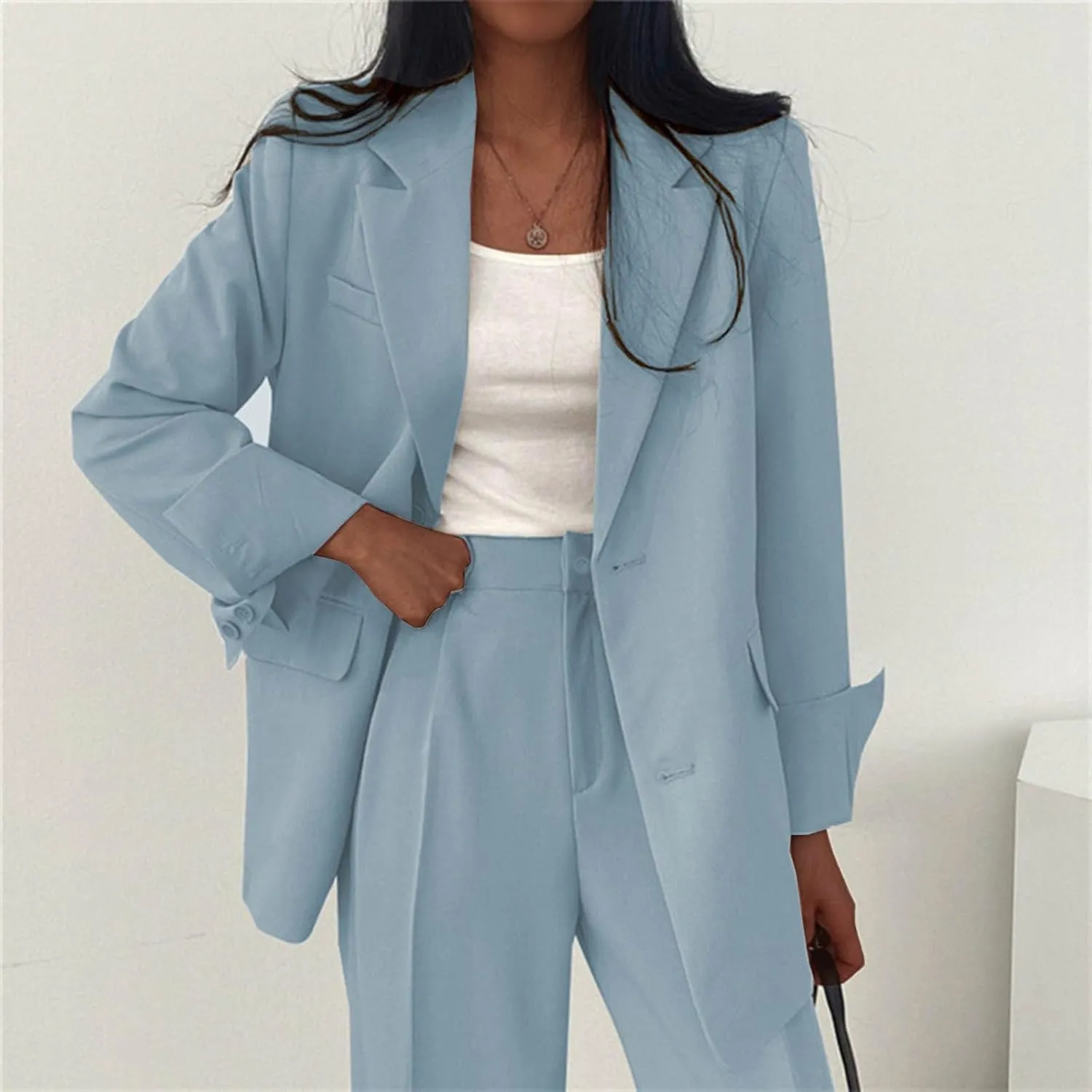 Womens Fashion 2024 Casual Blazers Long Sleeve Lapel Open Front Work Suit Jacket Office Blazer Jackets with Pockets