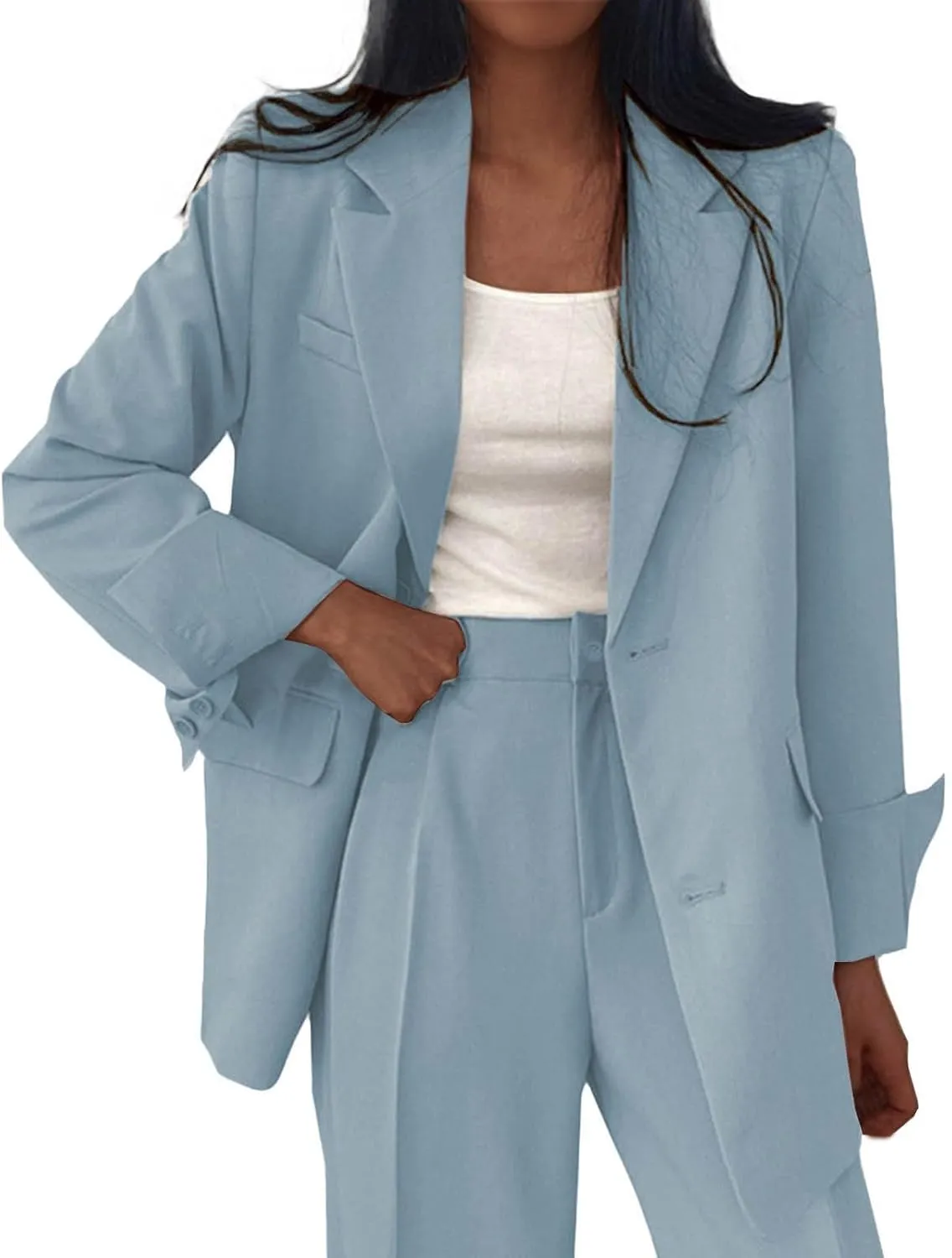 Womens Fashion 2024 Casual Blazers Long Sleeve Lapel Open Front Work Suit Jacket Office Blazer Jackets with Pockets