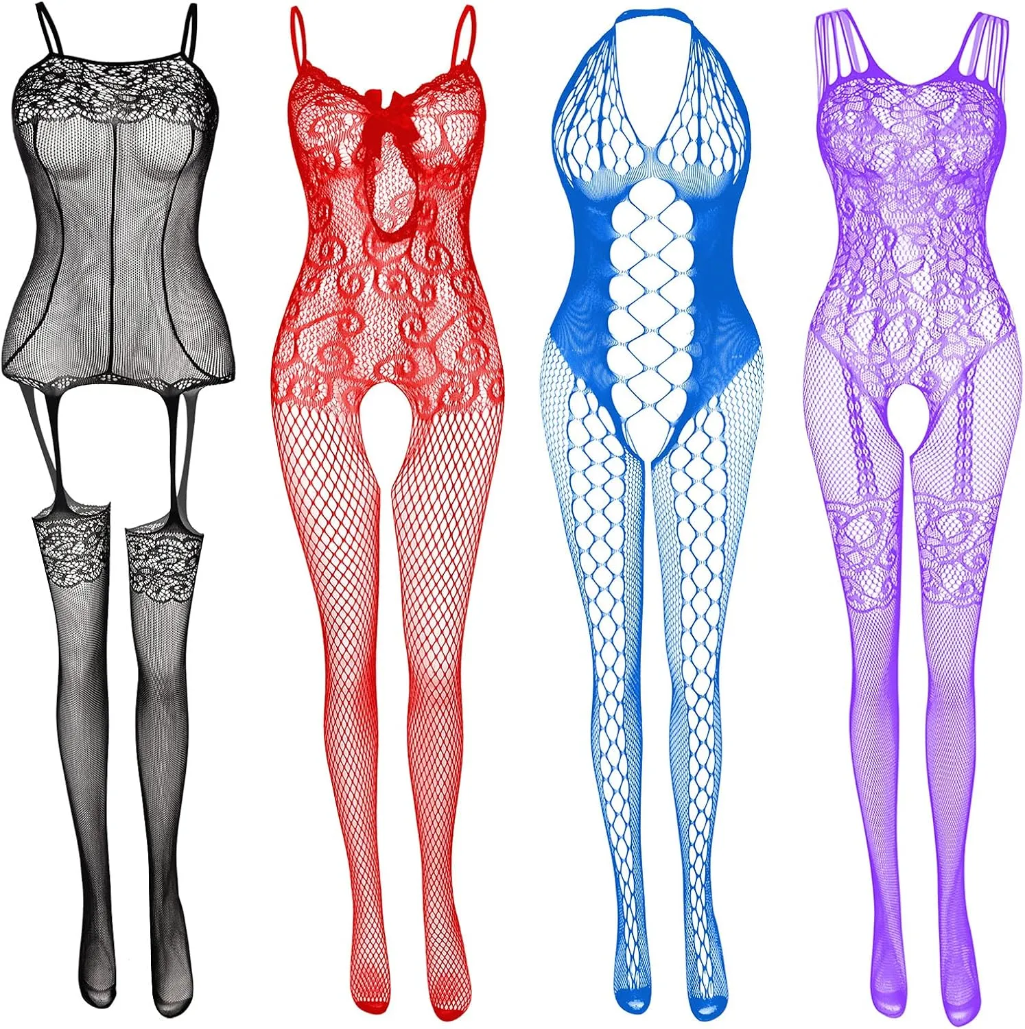 Women's Lace Stockings Lingerie Floral Fishnet Bodysuits Lingerie Nightwear for Romantic Date Wearing