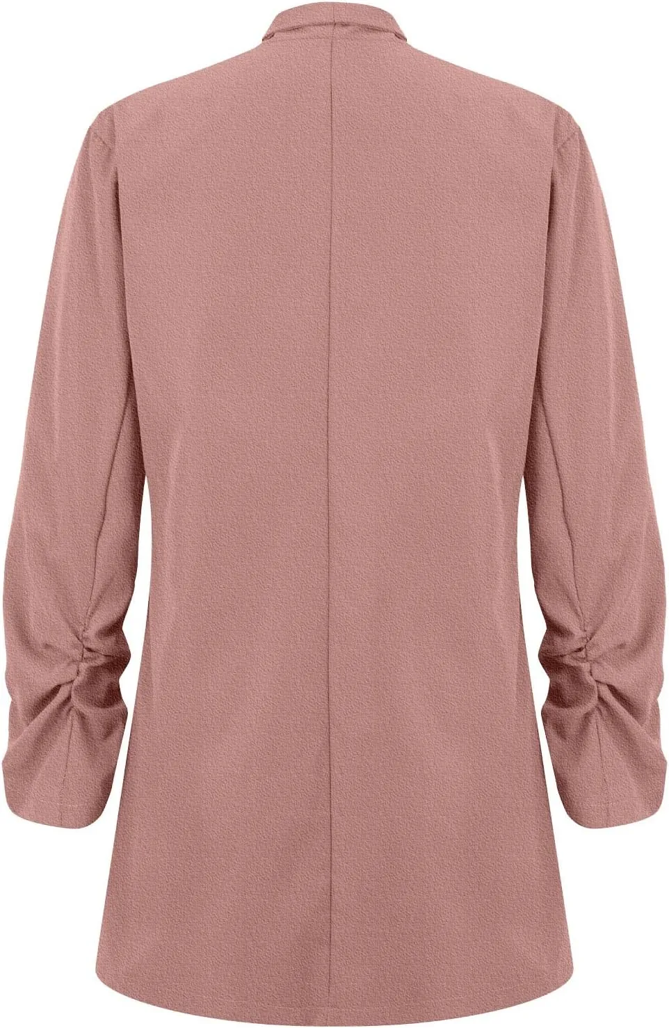 Womens Linen Blazer Casual Ruched 3/4 Sleeve Open Front Notched Lapel Jackets Lightweight Work Office Blazer Jackets