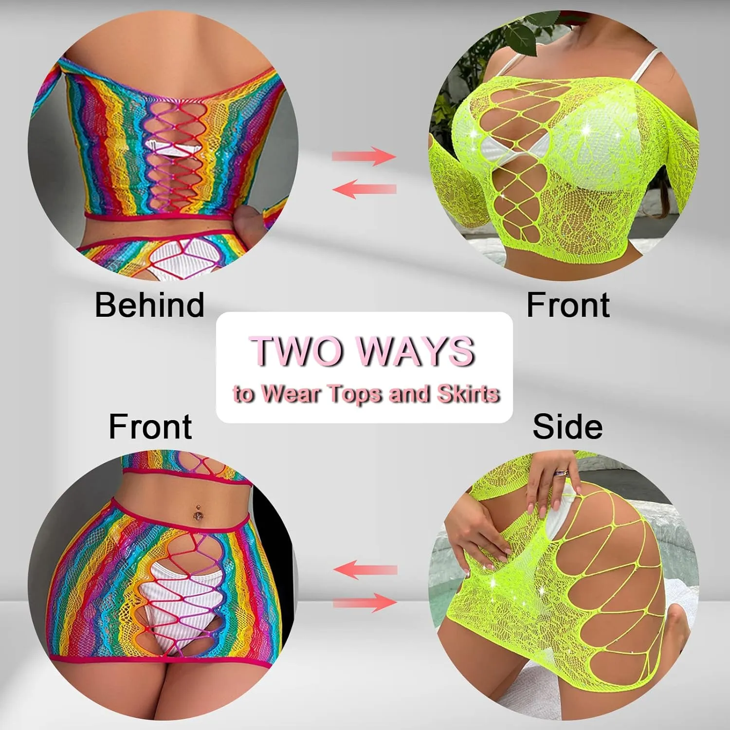 Womens Lingerie Set Naughty Lace Fishnet BabyDoll Bodysuit Nightwear Teddy 2 Piece Suits