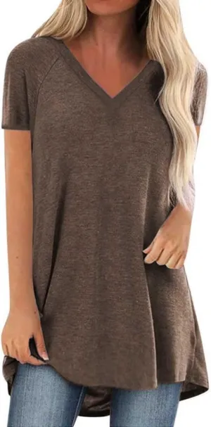 Womens Long Tunics or Tops to Wear with Leggings Short/Long Sleeve Blouses Shirts