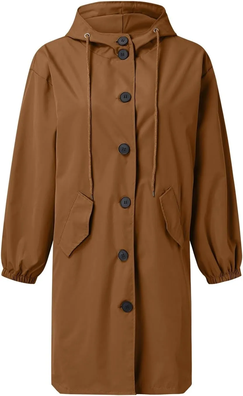 Women's Notch Lapel Double Breasted Wool Blend Mid Long Pea Trench Coat