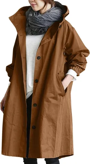 Women's Notch Lapel Double Breasted Wool Blend Mid Long Pea Trench Coat