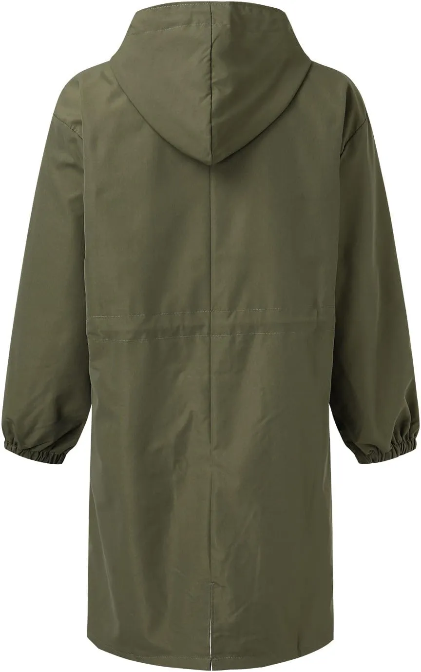 Women's Notch Lapel Double Breasted Wool Blend Mid Long Pea Trench Coat