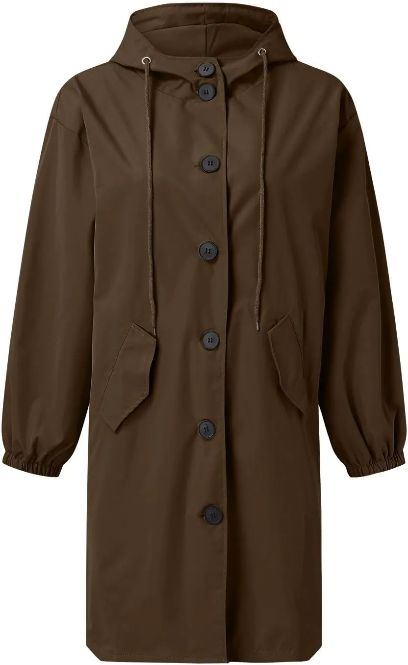 Women's Notch Lapel Double Breasted Wool Blend Mid Long Pea Trench Coat